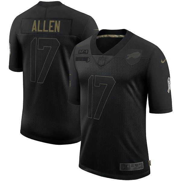 Men's Buffalo Bills #17 Josh Allen Black NFL 2020 Salute To Service Limited Stitched Jersey